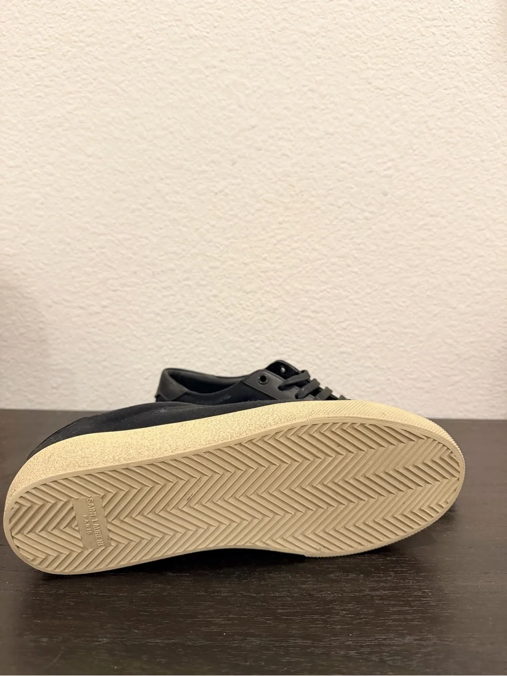 Saint Laurent Black Canvas Low-Top men’s Sneakers with Cream Sole